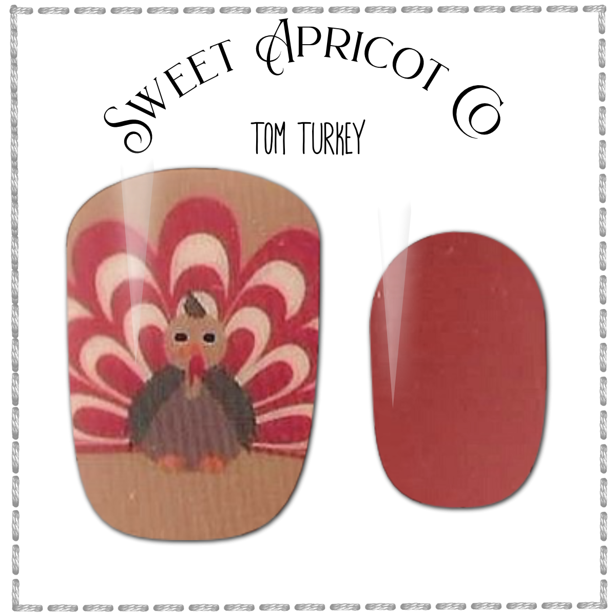 Tom Turkey Nail Wraps - Super Cute Thanksgiving Design