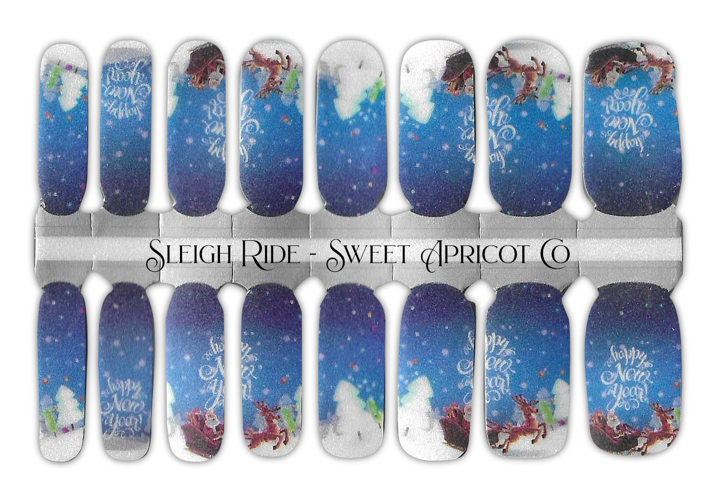 Sleigh Ride Nail Wraps - Fun Christmas Design wishing a Happy New Year