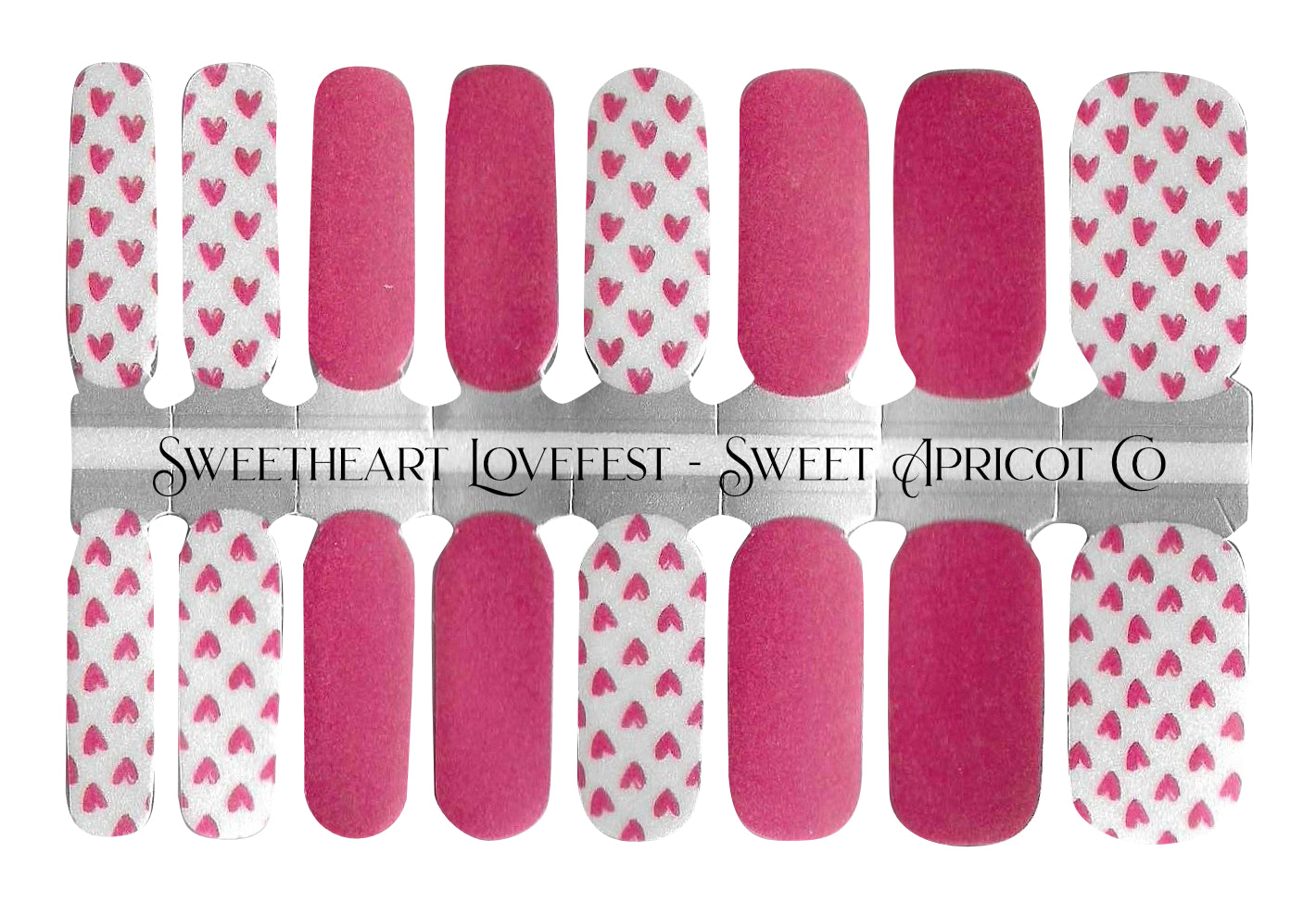 Sweetheart Lovefest Nail Wraps - A Darling Heart and Solid Pink Design