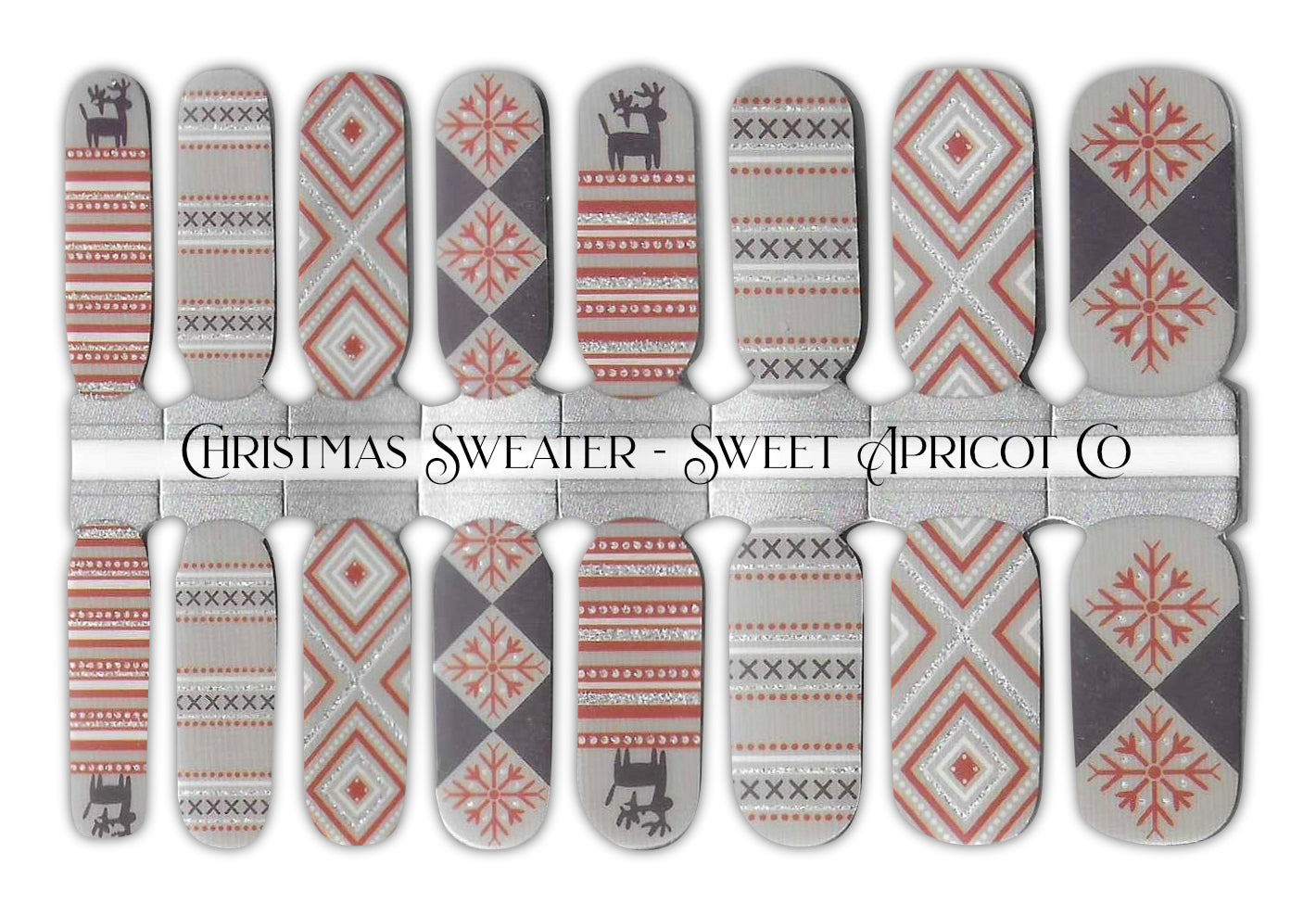 Christmas Sweater Nail Wraps - A fun Nordic Holiday Design