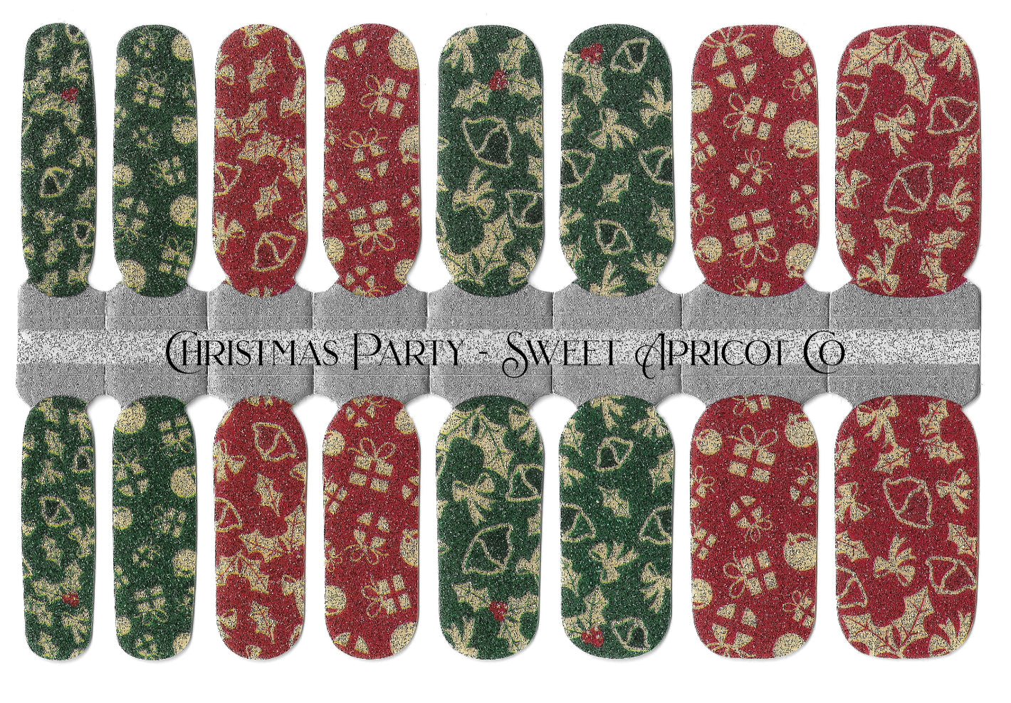 Christmas Party Nail Wraps - Festive Glitter Design