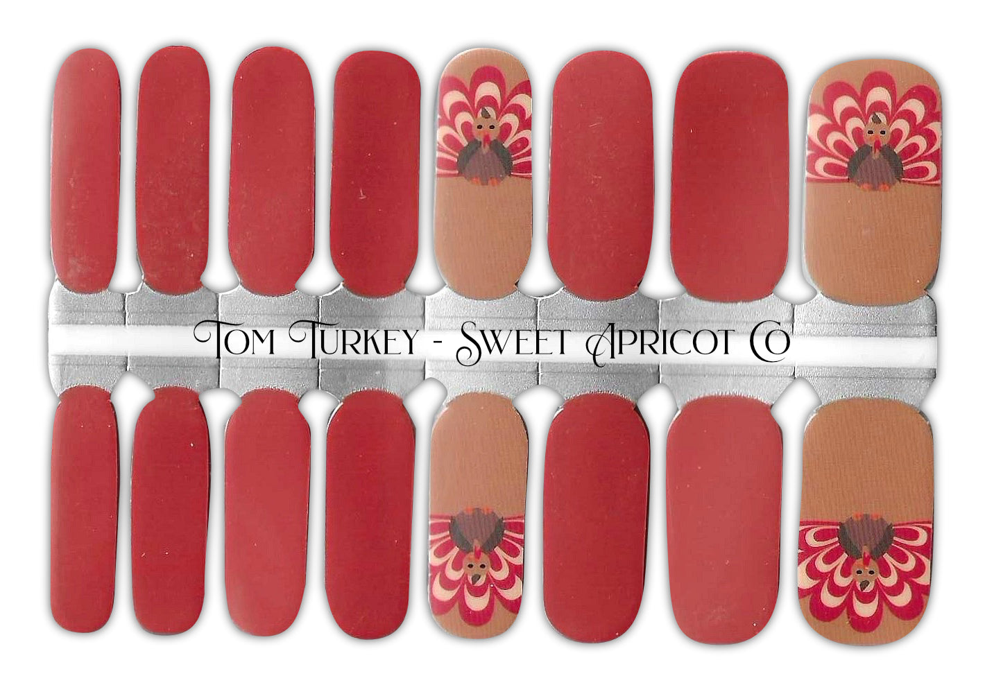 Tom Turkey Nail Wraps - Super Cute Thanksgiving Design
