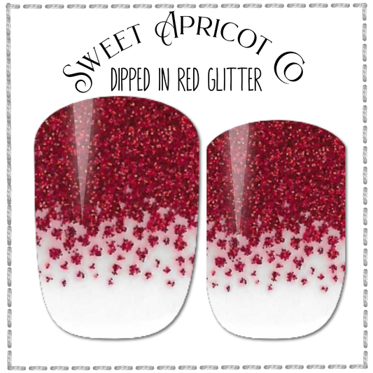 Dipped in Red Glitter - Glitter and Clear Nail Wrap