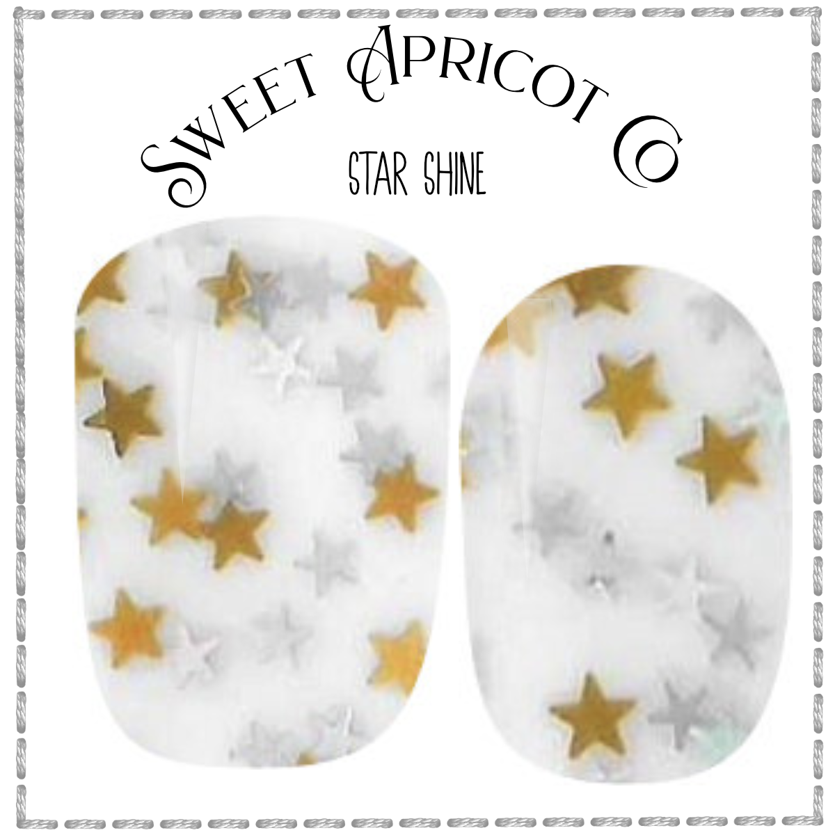 Star Shine Nail Wraps - Silver and Gold Stars on a Clear Background