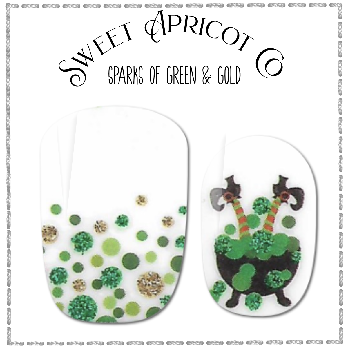 Sparks of Gold and Green Nail Wraps - St Patrick's Day Design