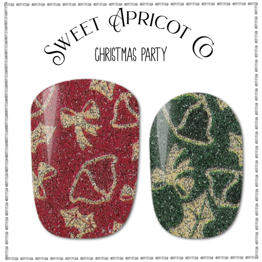 Christmas Party Nail Wraps - Festive Glitter Design