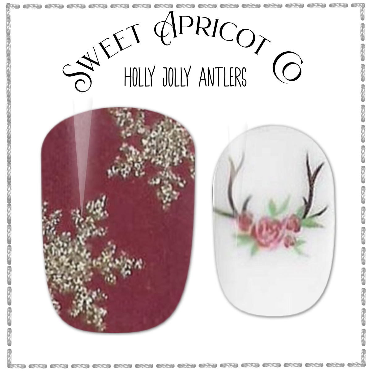 Holly Jolly Antlers Nail Wraps - Festive Christmas Design