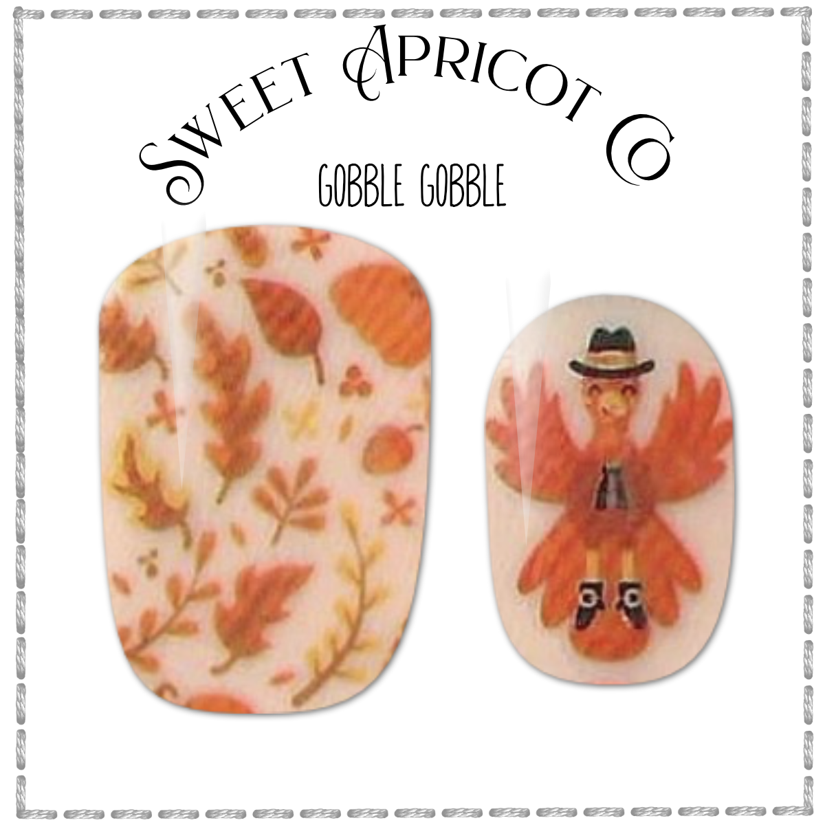 Gobble Gobble Nail Wraps - Super Cute Thanksgiving Design