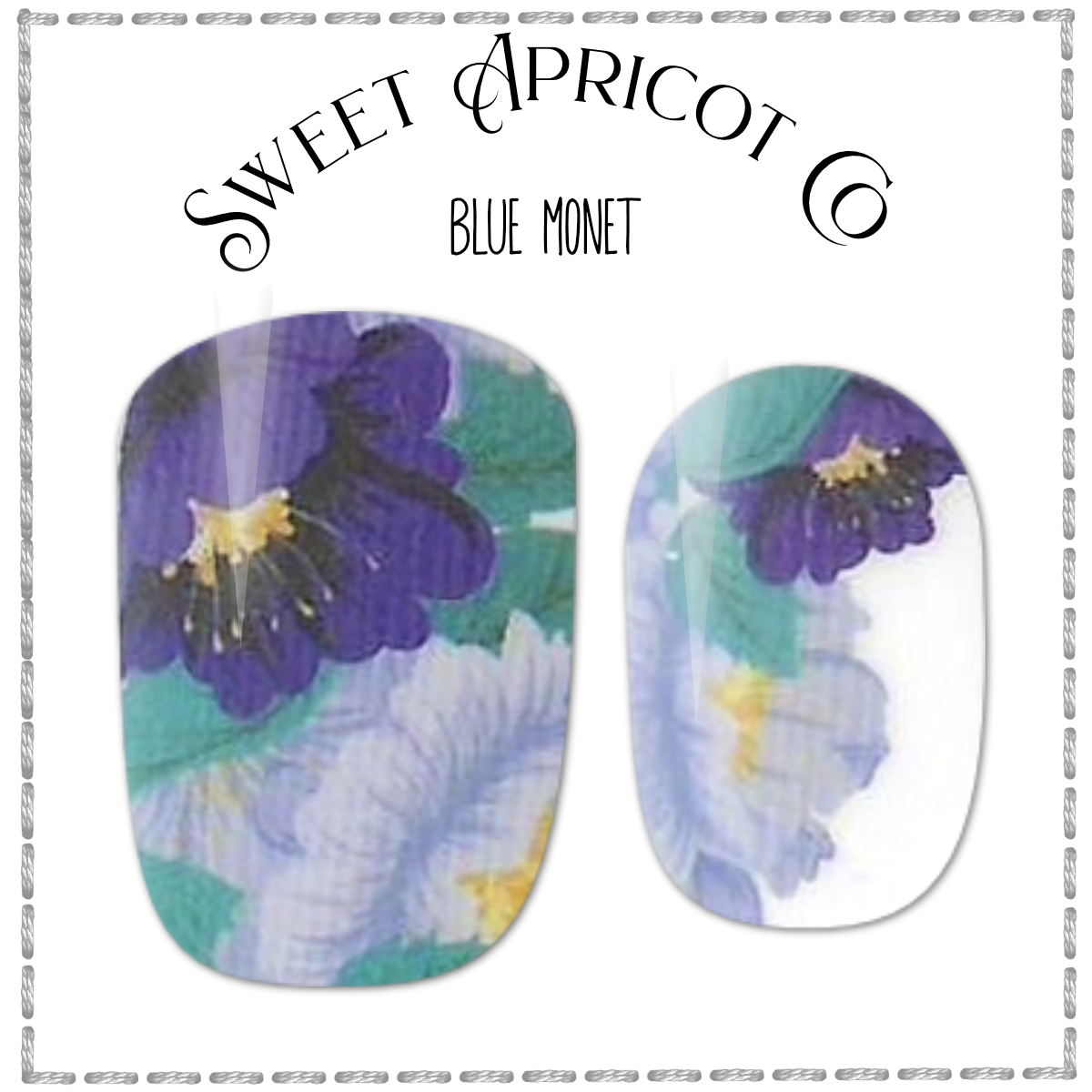 Blue Monet Nail Wraps - Tranquil Blue and Purple Floral