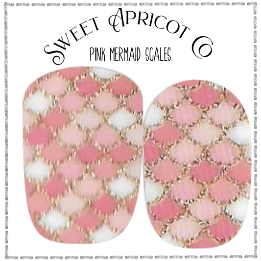 Pink Mermaid Scales Nail Wraps - Shades of Pink with Gold Glitter