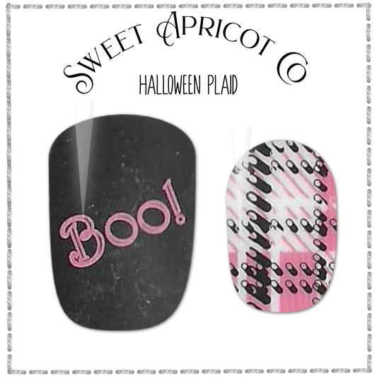 Halloween Plaid Nail Wraps - Spooky Fun for Fall