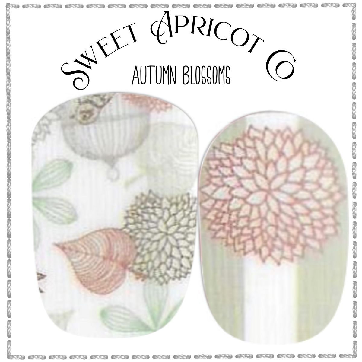 Autumn Blossoms Nail Wraps - A Lovely Pastel Design on White Background