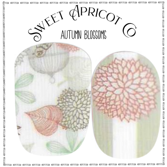 Autumn Blossoms Nail Wraps - A Lovely Pastel Design on White Background