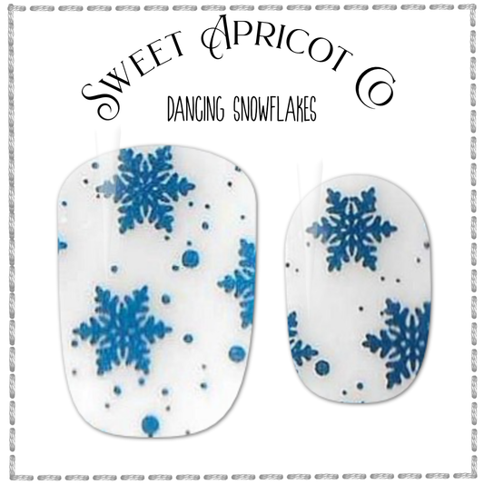 Dancing Snowflakes Blue Foil Clear Overlay Nail Wraps - Perfect for Unique Nail Designs