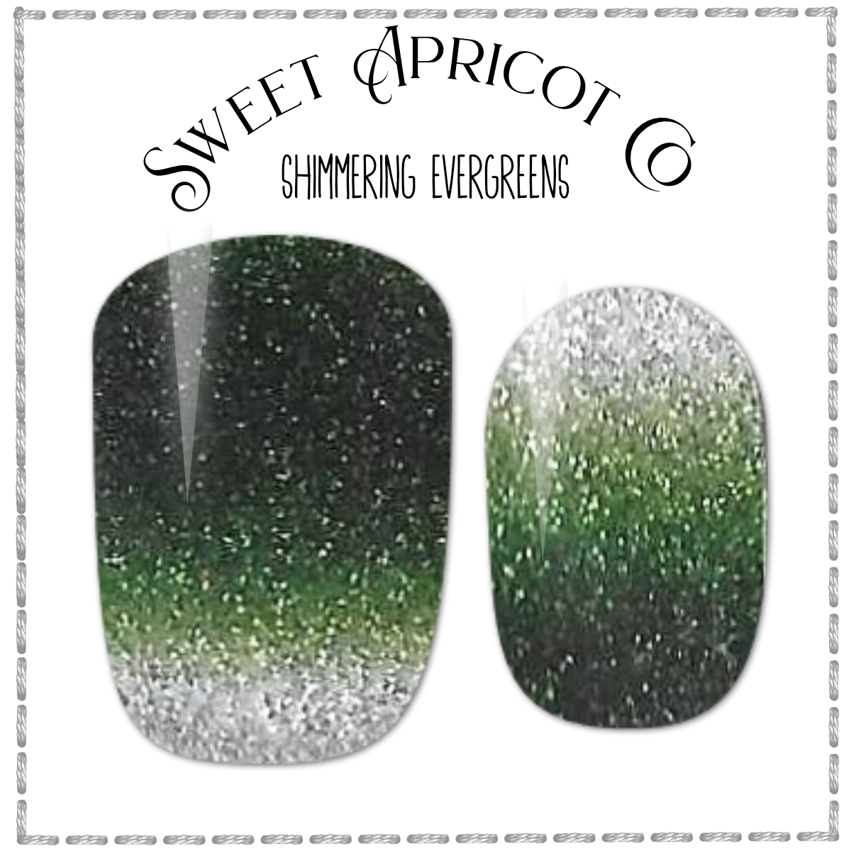 Shimmering Evergreens Nail Wraps - Green and Silver Glitter Ombre