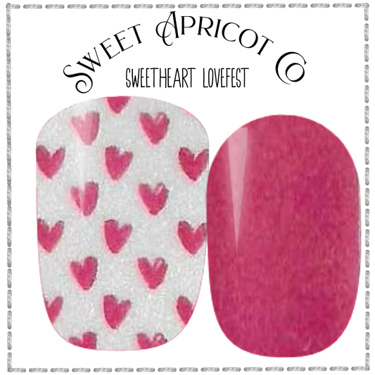 Sweetheart Lovefest Nail Wraps - A Darling Heart and Solid Pink Design