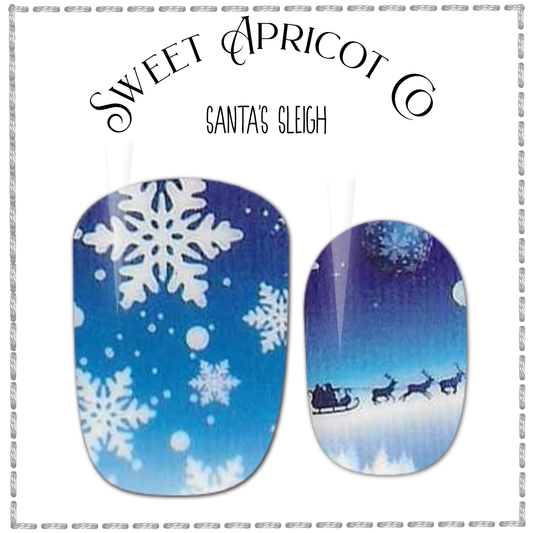 Santa's Sleigh Nail Wraps - Sweet Holiday Design