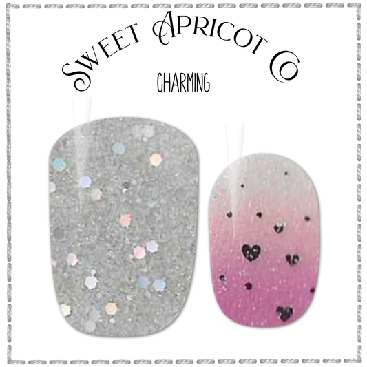 Charming Nail Wraps - Cute Purple & Silver Glitter Design