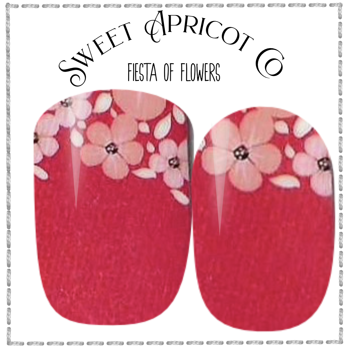 Fiesta of Flowers Nail Wraps - Red Background with Lovely Pink Flowers