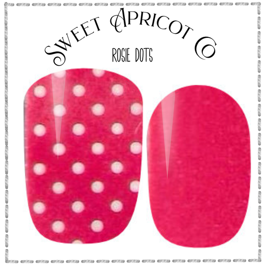 Rosie Dots Nail Wraps - A Medley of Sweet White Patterns on Cheery Red Background