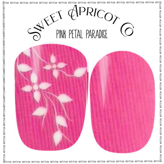 Pink Petal Paradise Nail Wraps - Cheerful Bright Pink with White Floral