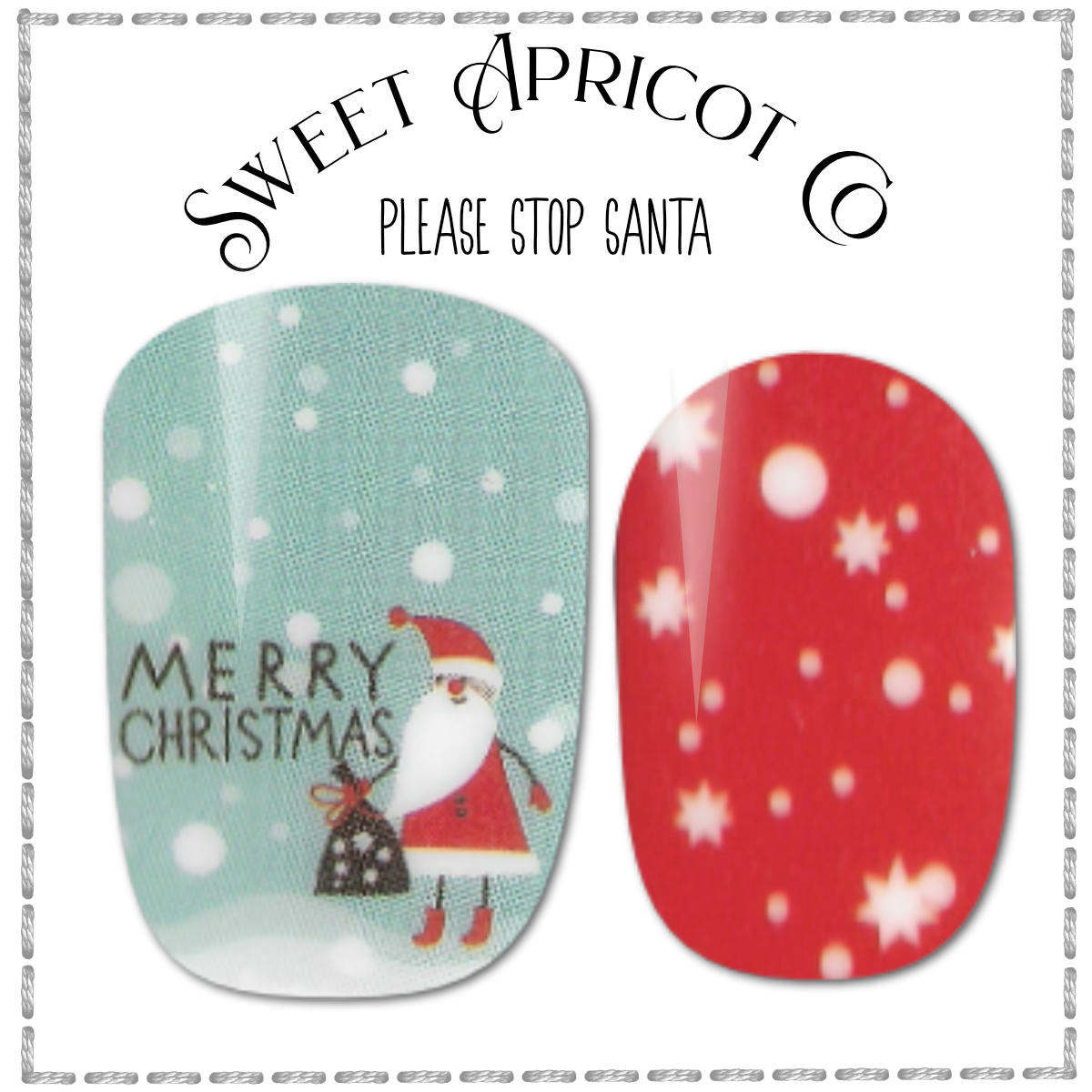 Please Stop Santa Nail Wraps - Darling Red and Aqua Design