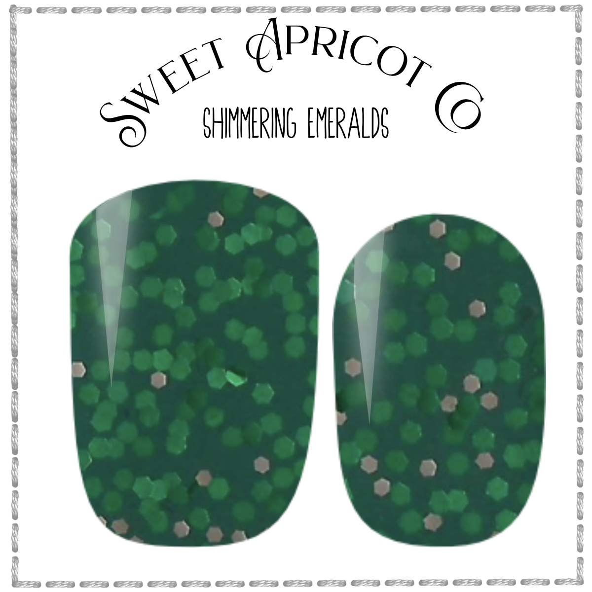 Shimmering Emeralds Nail Wraps - Deep Green and Gold Glitter