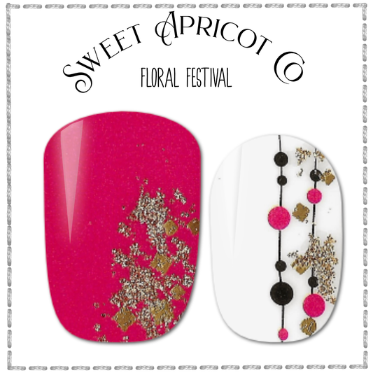 Floral Festival Nail Wraps - Cheerful Floral Design with Solids and Gold Foil