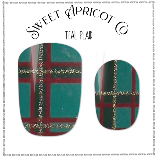 Plaid Teal Nail Wraps - Perfect for Fall and the Holidays