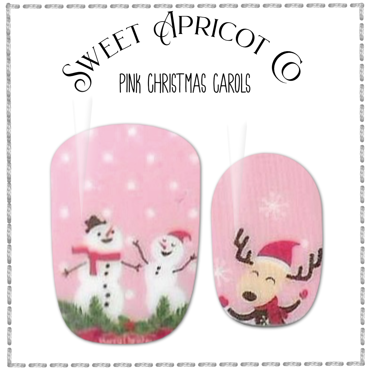 Pink Christmas Carols Nail Wraps - Sweet Holiday Design