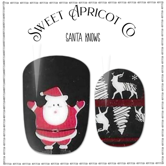 Santa Knows Nail Wraps - Fun Christmas Design