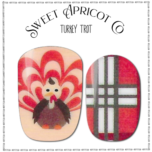 Turkey Trot Nail Wraps - Fun Thanksgiving Design