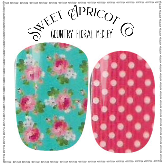 Country Floral Medley Nail Wraps - A fun mix of color and pattern