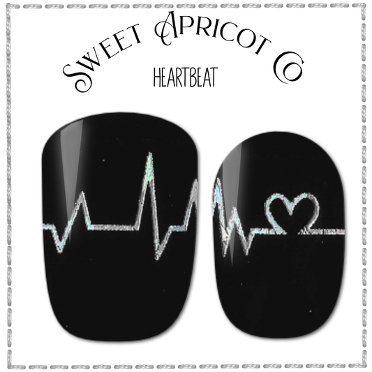 Heartbeat Nail Wraps - Black Background Perfect for Medical Folks!