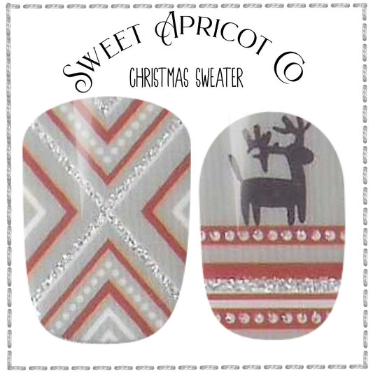 Christmas Sweater Nail Wraps - A fun Nordic Holiday Design