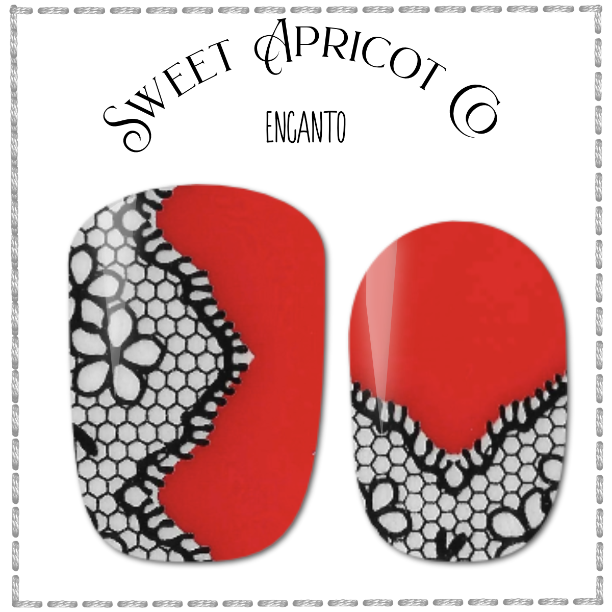 Encanto Nail Wraps - Spicy Orange and Black Lace Design