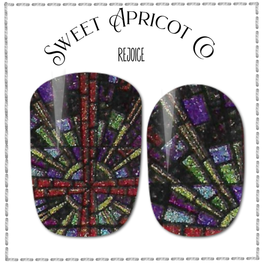 Rejoice Nail Wraps - Religious Stained Glass Design