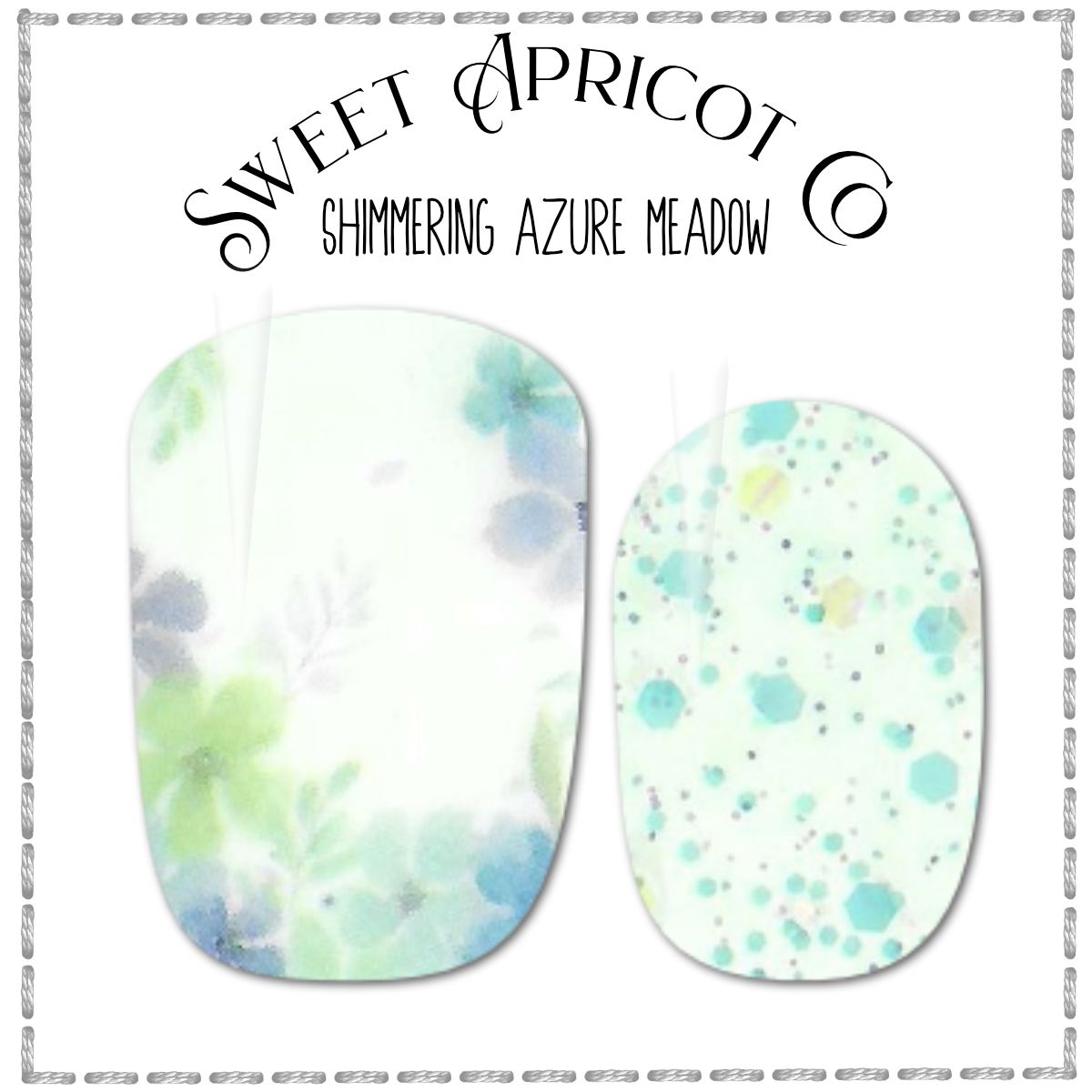 Shimmering Azure Meadow Nail Wraps - Floral Design