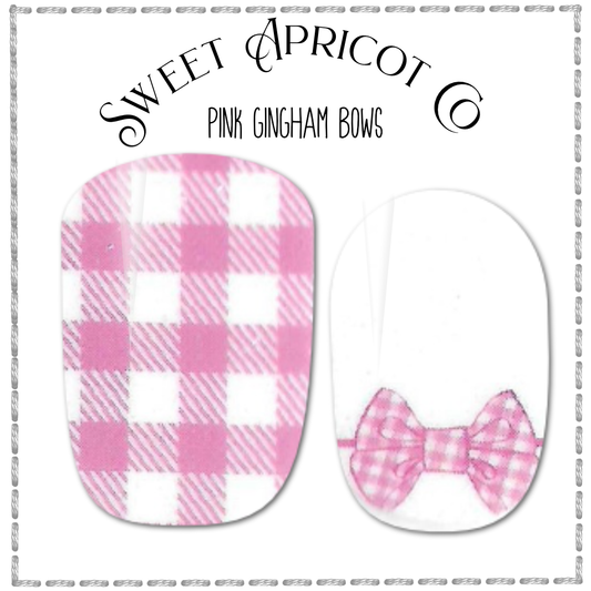 Pink Gingham Bows Nail Wraps - Simply Darling