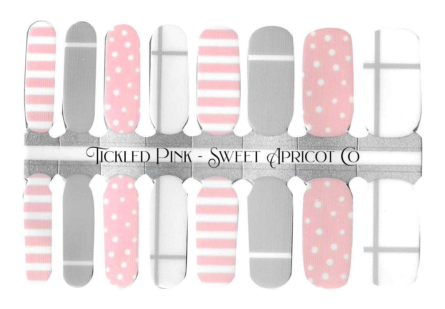 Tickled Pink Nail Wraps - Playful Gray, Pink and White Design