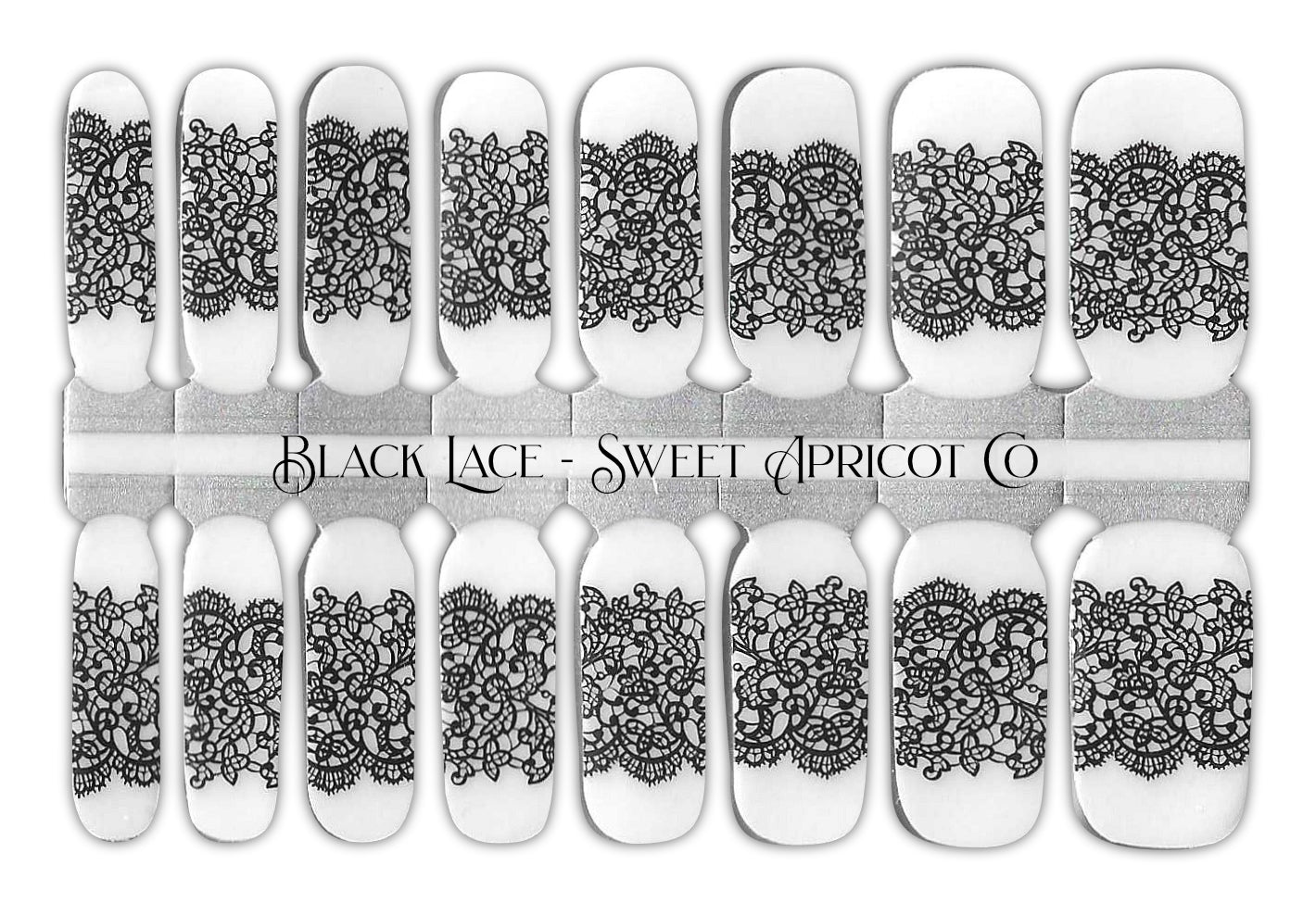 Black Lace Nail Wraps - Black and Clear Design