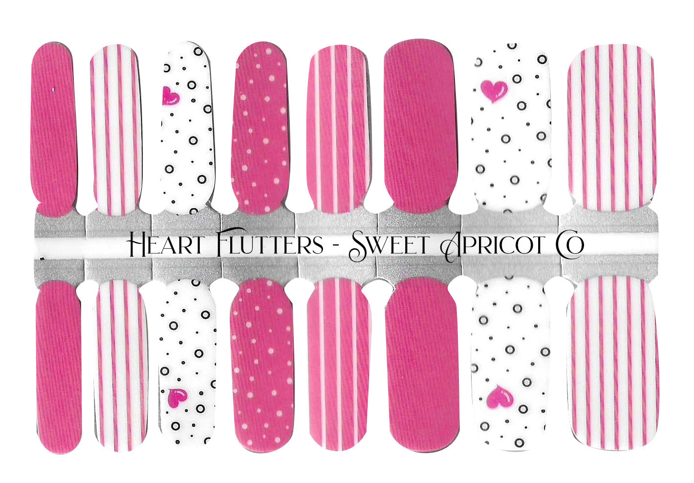 Heart Flutters Nail Wraps - A Medley of Pink, Black and Hearts