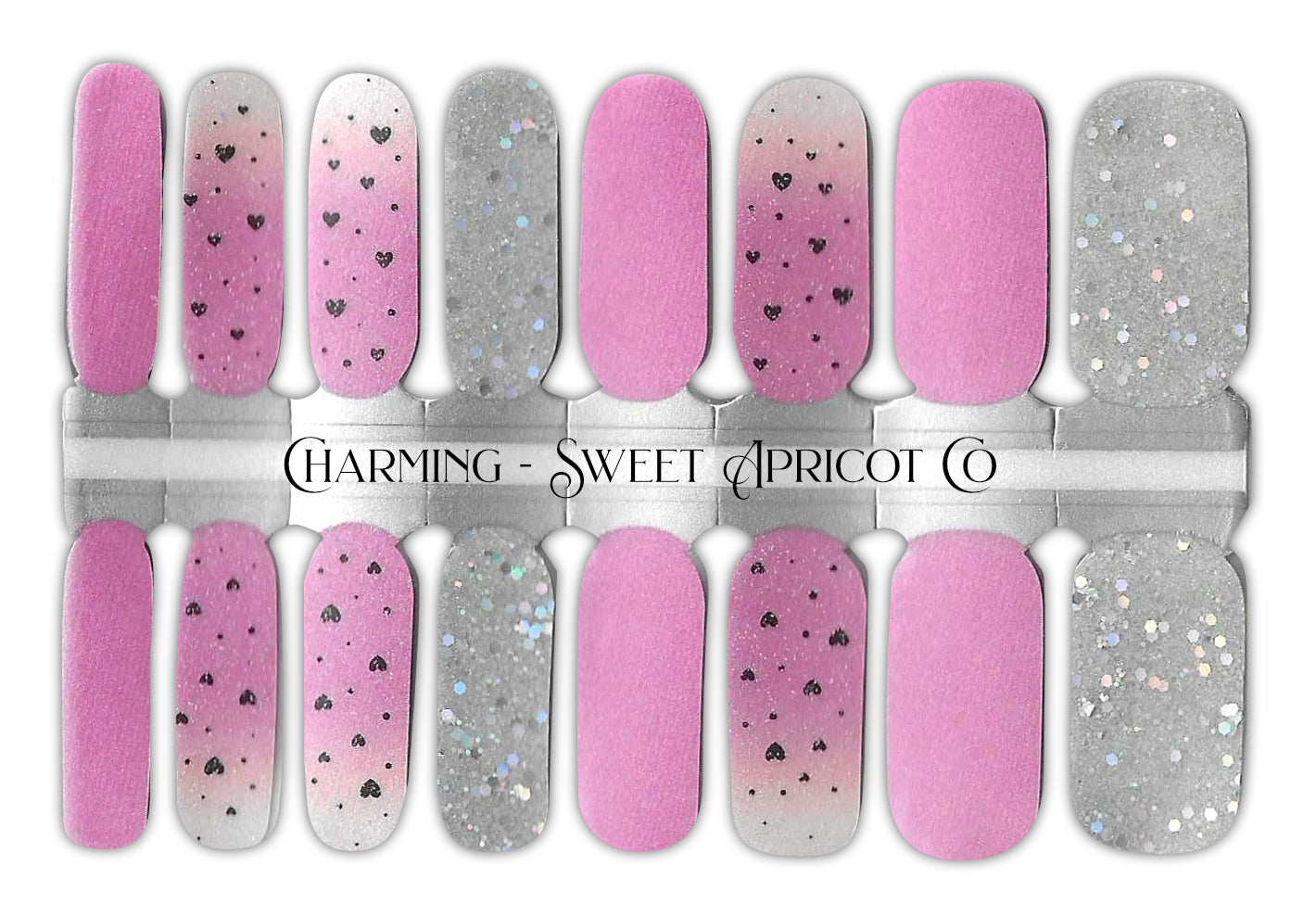 Charming Nail Wraps - Cute Purple & Silver Glitter Design