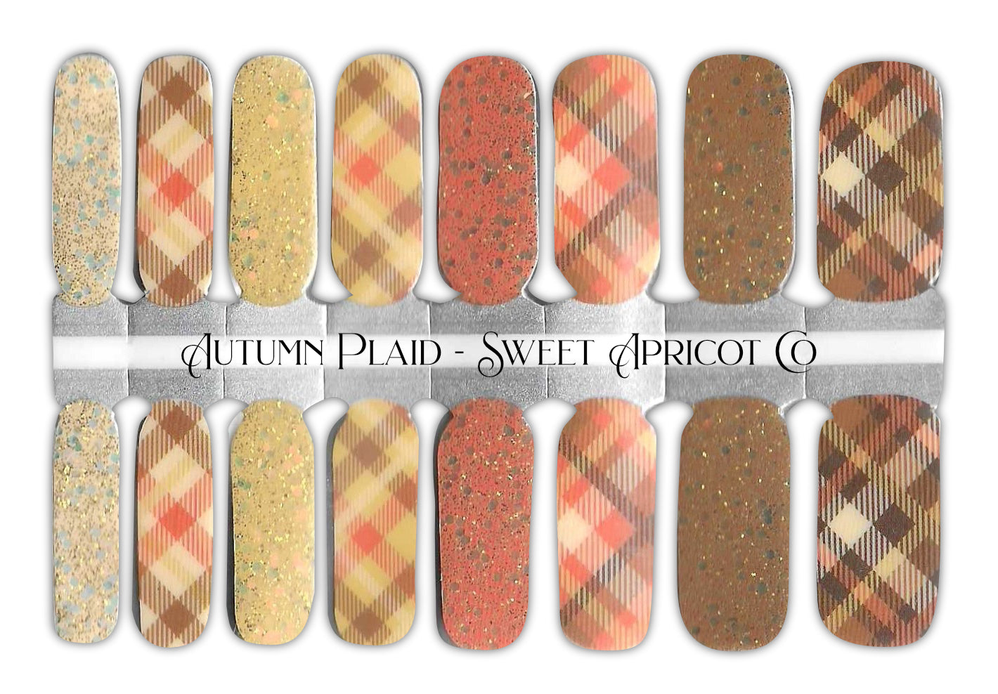 Autumn Plaid Nail Wraps - Plaid and Glitter Design