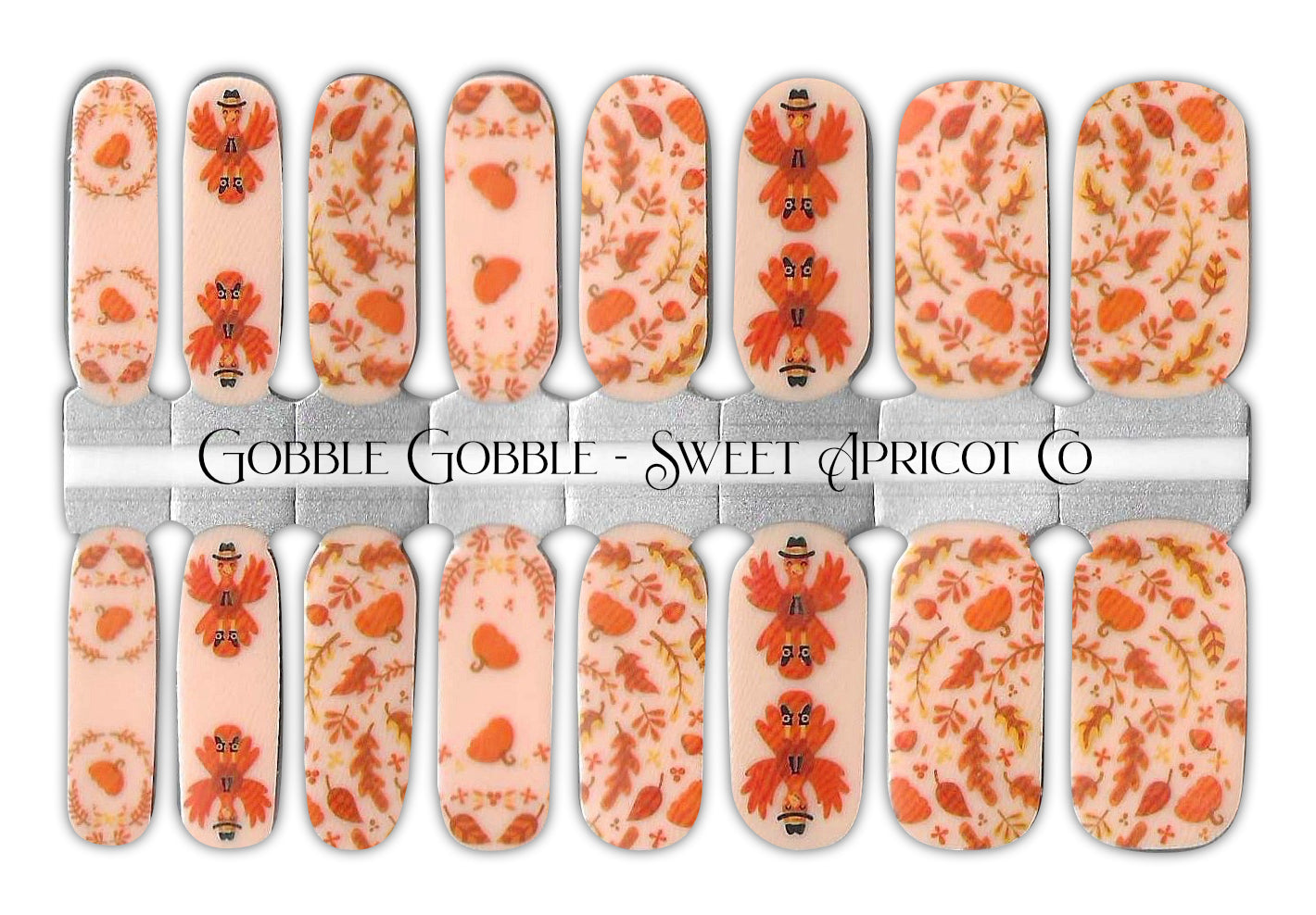 Gobble Gobble Nail Wraps - Super Cute Thanksgiving Design