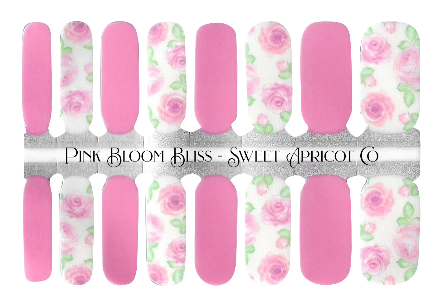 Pink Bloom Bliss Nail Wraps - Sweet Floral Design with Solid Pink Too