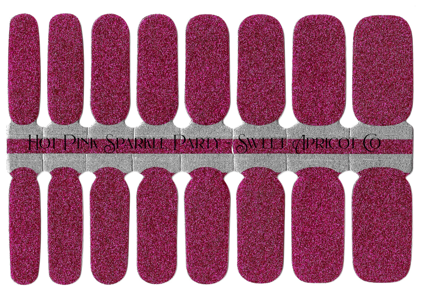 Hot Pink Sparkle Party Nails Wraps