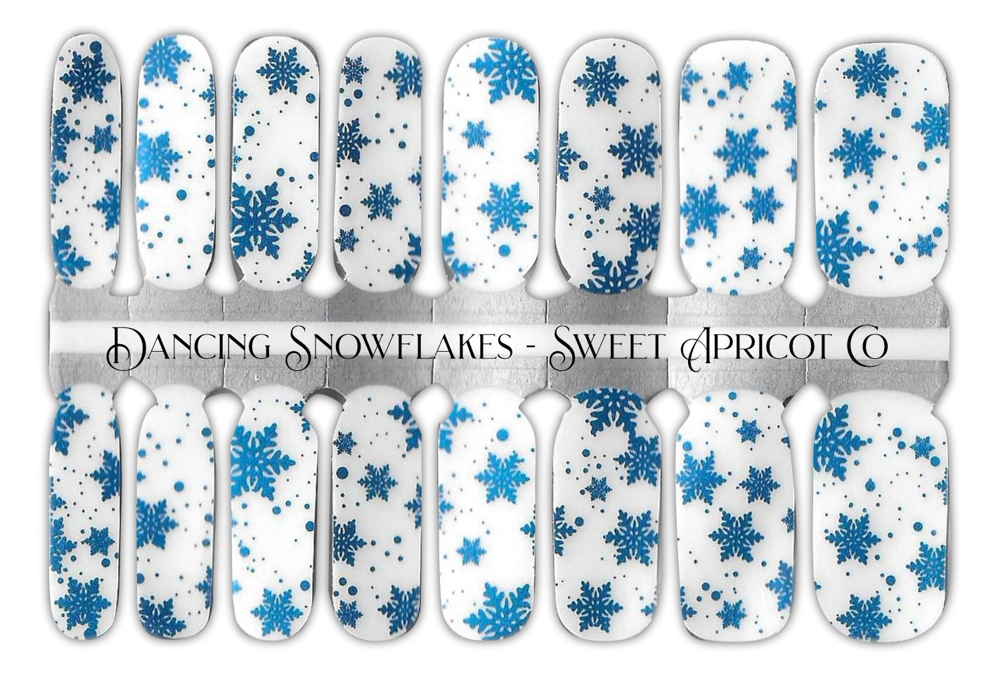 Dancing Snowflakes Blue Foil Clear Overlay Nail Wraps - Perfect for Unique Nail Designs