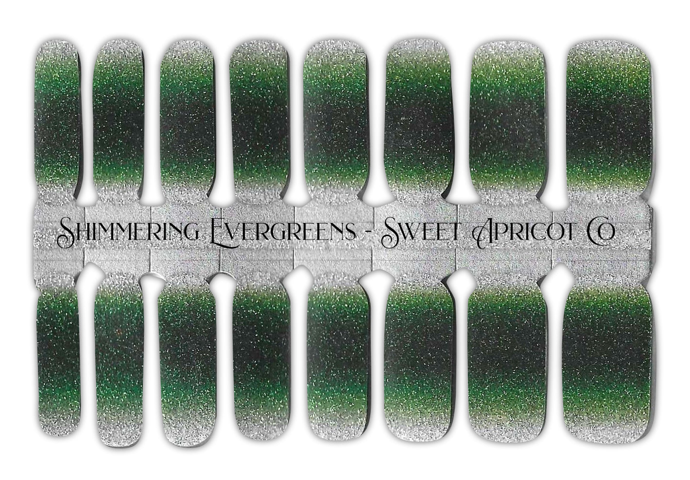 Shimmering Evergreens Nail Wraps - Green and Silver Glitter Ombre