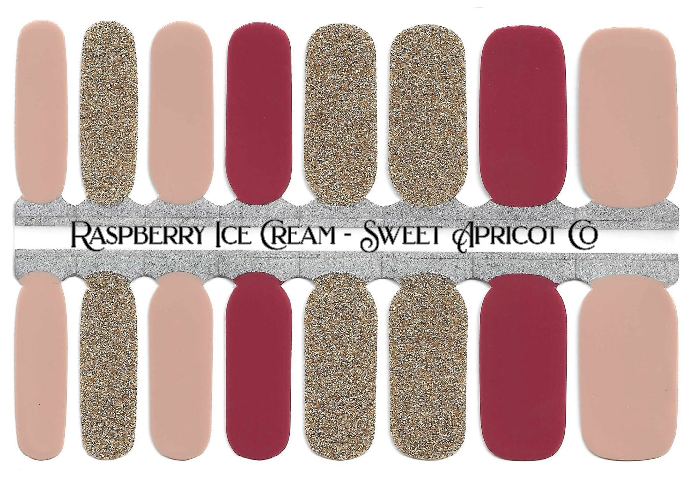 Raspberry Ice Cream Nail Wraps - Sweet Floral Design